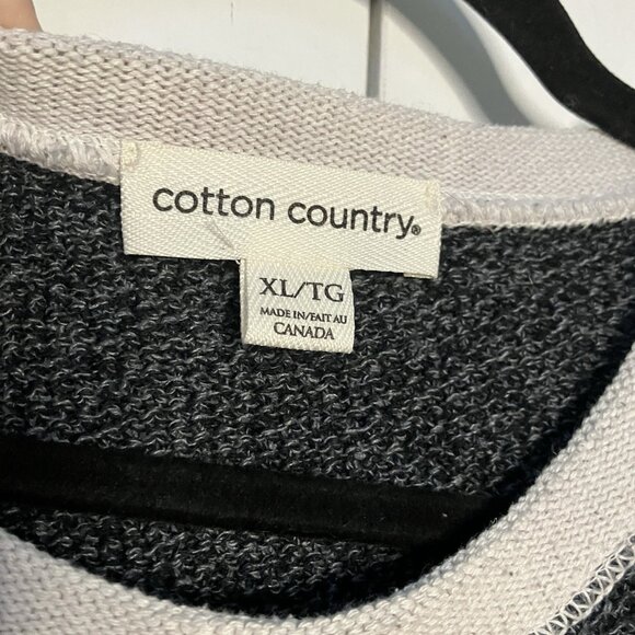 Cotton Country Knit Sweater Womens XL Gray Made in Canada Neutral Cozy - Picture 2 of 7